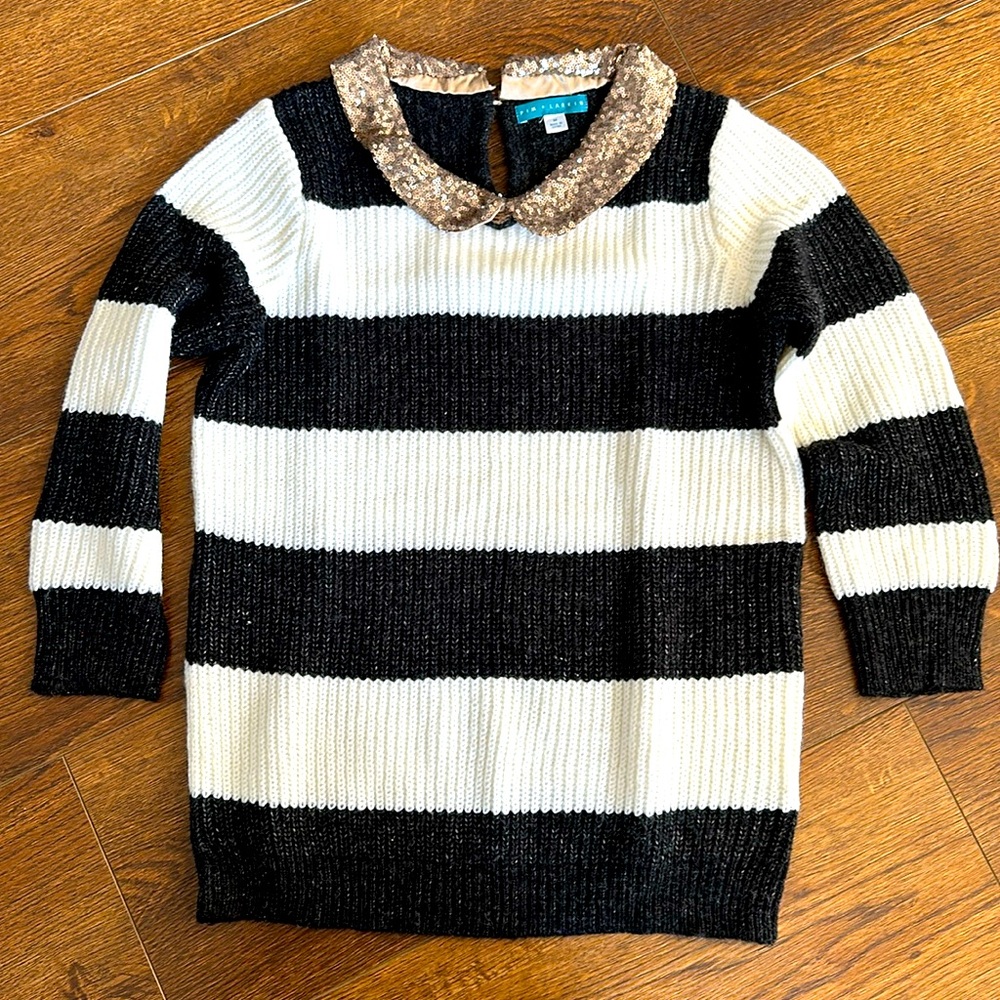 Pin and Larkin Sweater with Sequin Collar